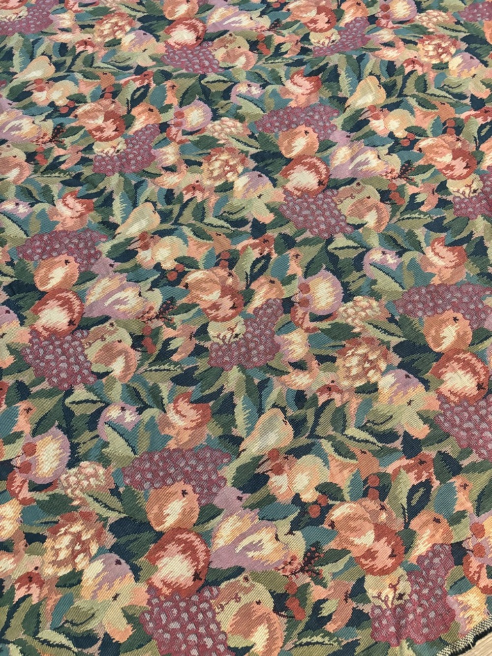 Large Woven Floral Tapestry Fabric Yardage Pink Green Botanical 56 x 78 Wall Art - Picture 5 of 8